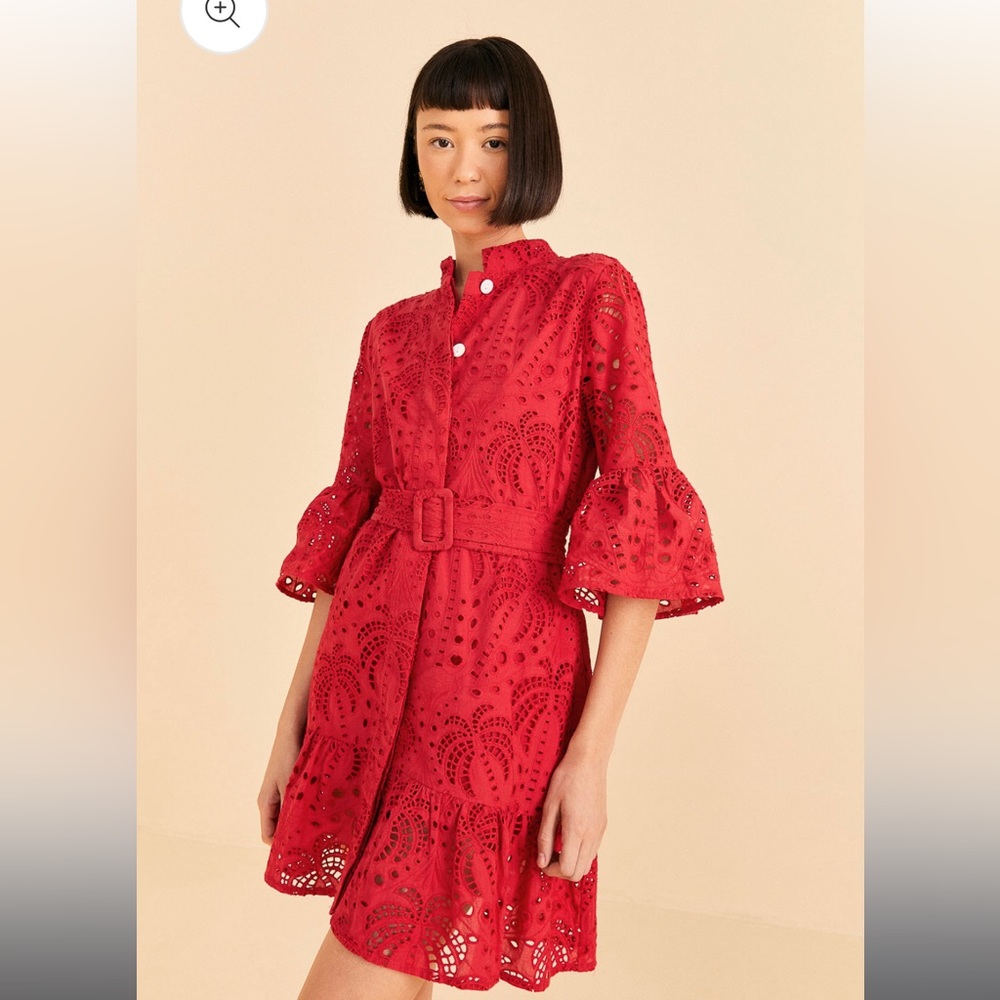 FARM Rio Red Lace Mini Dress - Picture 2 of 6